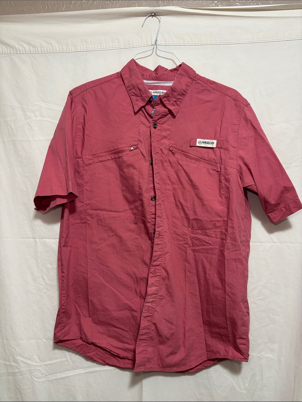 Magellan Outdoors Men’s Medium Sleeve Shirt - Rose/Redish color
